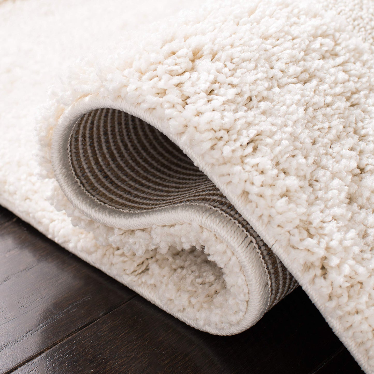 SAFAVIEH Florida Shag Collection Area Rug - 8'6" x 12', Creme & Creme, Border Design, Non-Shedding & Easy Care, 1.2-inch Thick Ideal for High Traffic Areas in Living Room, Bedroom (SG454-1111)