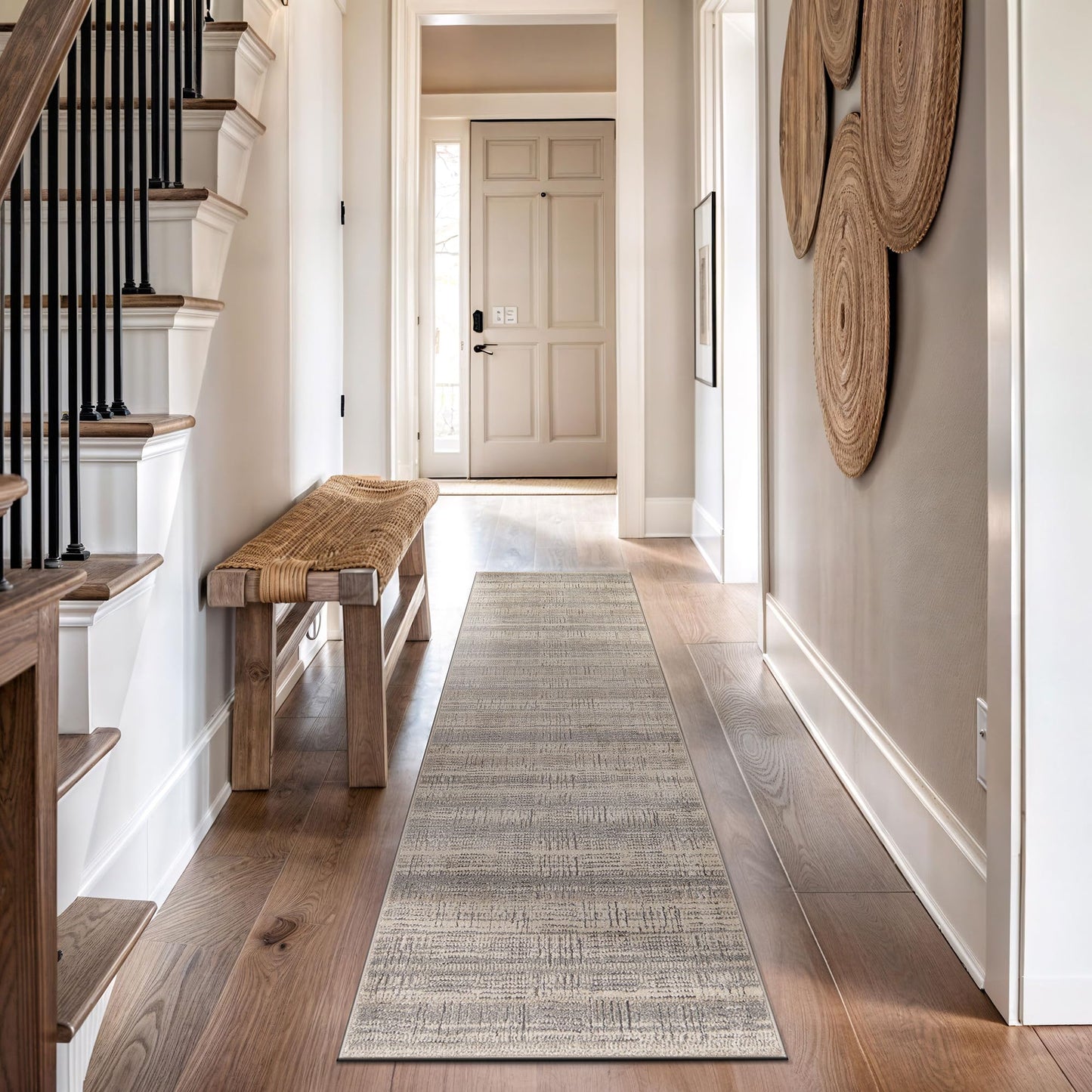 Rugshop Textured High-Low Indoor Runner Rug, Neutral Sandstone Design, Jute Backing, Hallway Entryway Kitchen Rug, Easy-Care Spot Clean, 2' 3" x 12' Beige