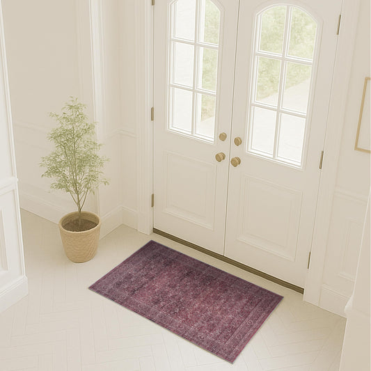 Fame Rugs Turkish Rug. Washable Vintage Oriental Antique Inspired Traditional Doormat Small Modern Area Rugs Luxury Entryway Entry Bedroom Bathroom Kitchen (395RR, 2' x 3')