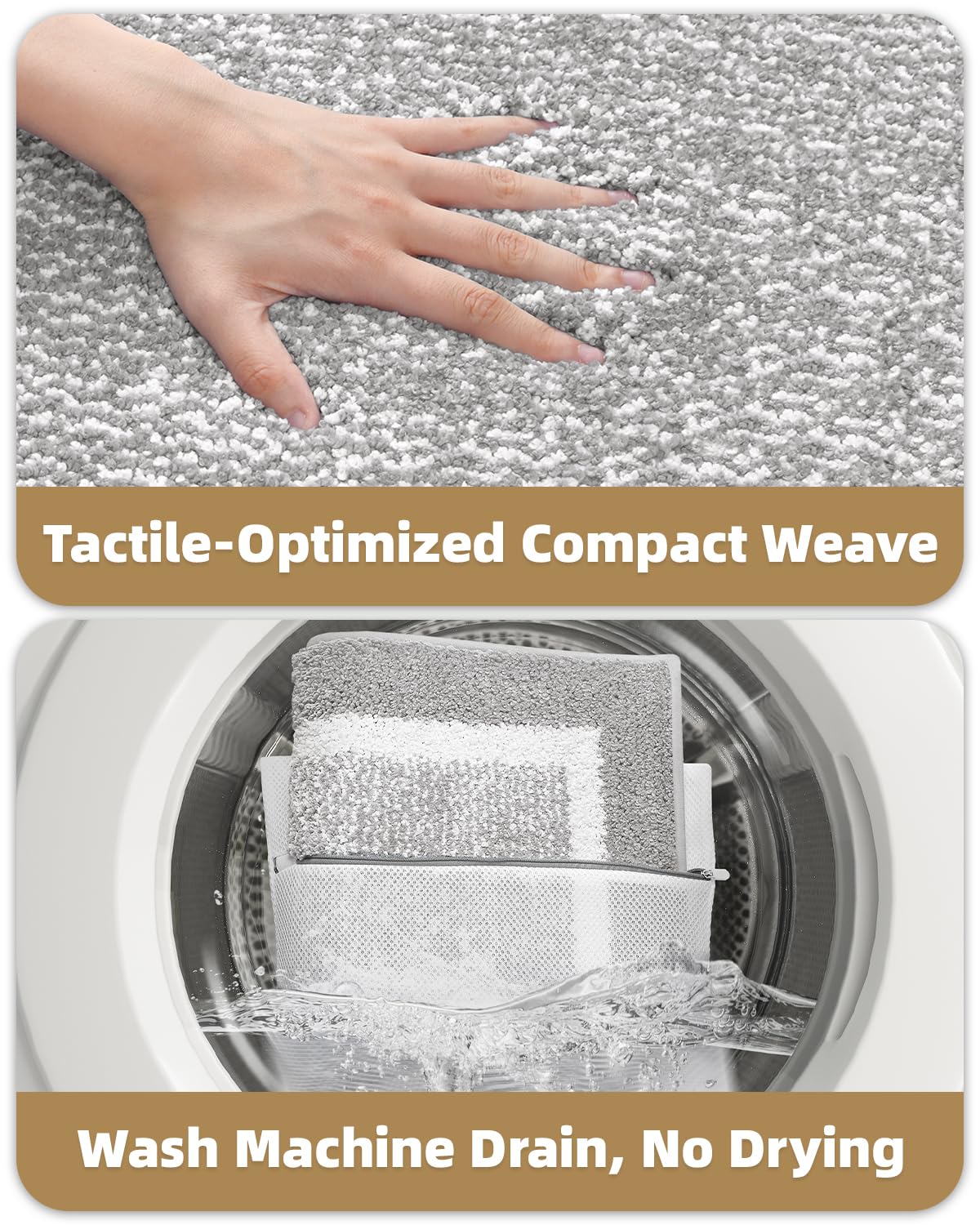 Color&Geometry Simple and Stylish Large Bath Mats for Bathroom Non Slip, 24"x36" Gray Bathroom Rugs, Absorbent, Soft, Washable, Microfiber Bath Rug Shower Mat