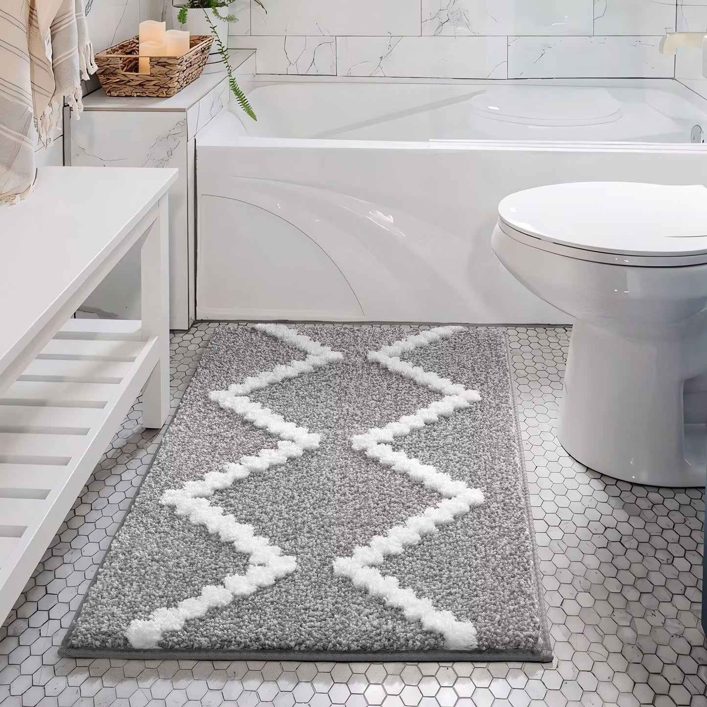 DEXDE Bathroom Rugs 20" x 30", Extra Soft Absorbent Microfiber Bath Rugs Non Slip Quick Dry Rubber Backing Machine Washable Bath Mats for Bathroom Floor, Shower, Home Decor Accessories, Grey