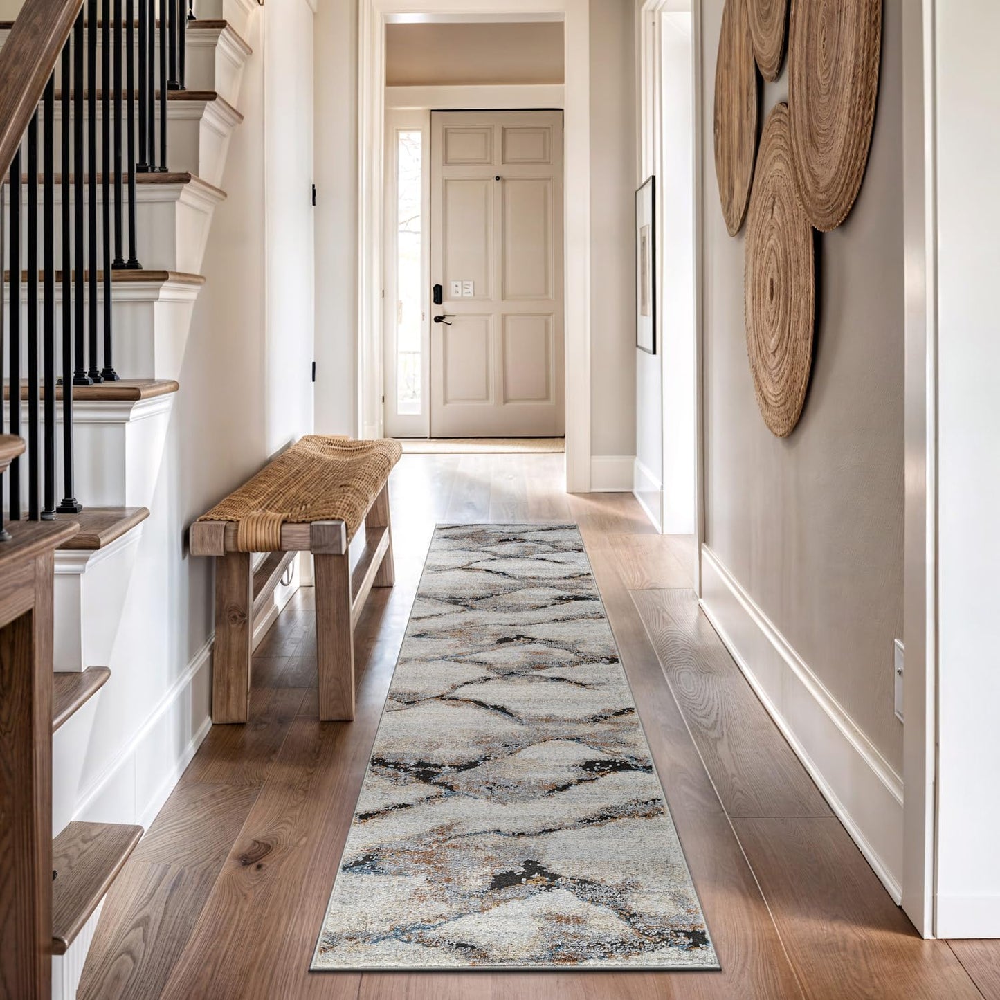 Rugshop Contemporary Gray Striated Area Rug Durable, Kid & Pet Friendly 2' 3" x 8' Runner Ideal for Hallway, Kitchen, Entryway, or Behind The Sofa