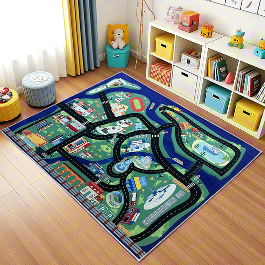 SXHYSM Kids City Road Play Mat 6FT x 4FT Large Toddler Traffic Play Rug