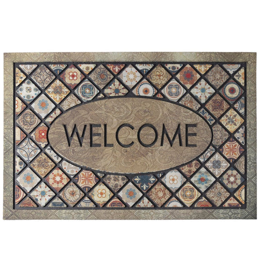 DWKKX Durable Welcome Door Mats 24”x36” Large Front Door Mat Heavy Duty Outdoor Mat for Home Entrance Non-Slip Rubber Outside Door Mat Entryway Floor Mats，Flower