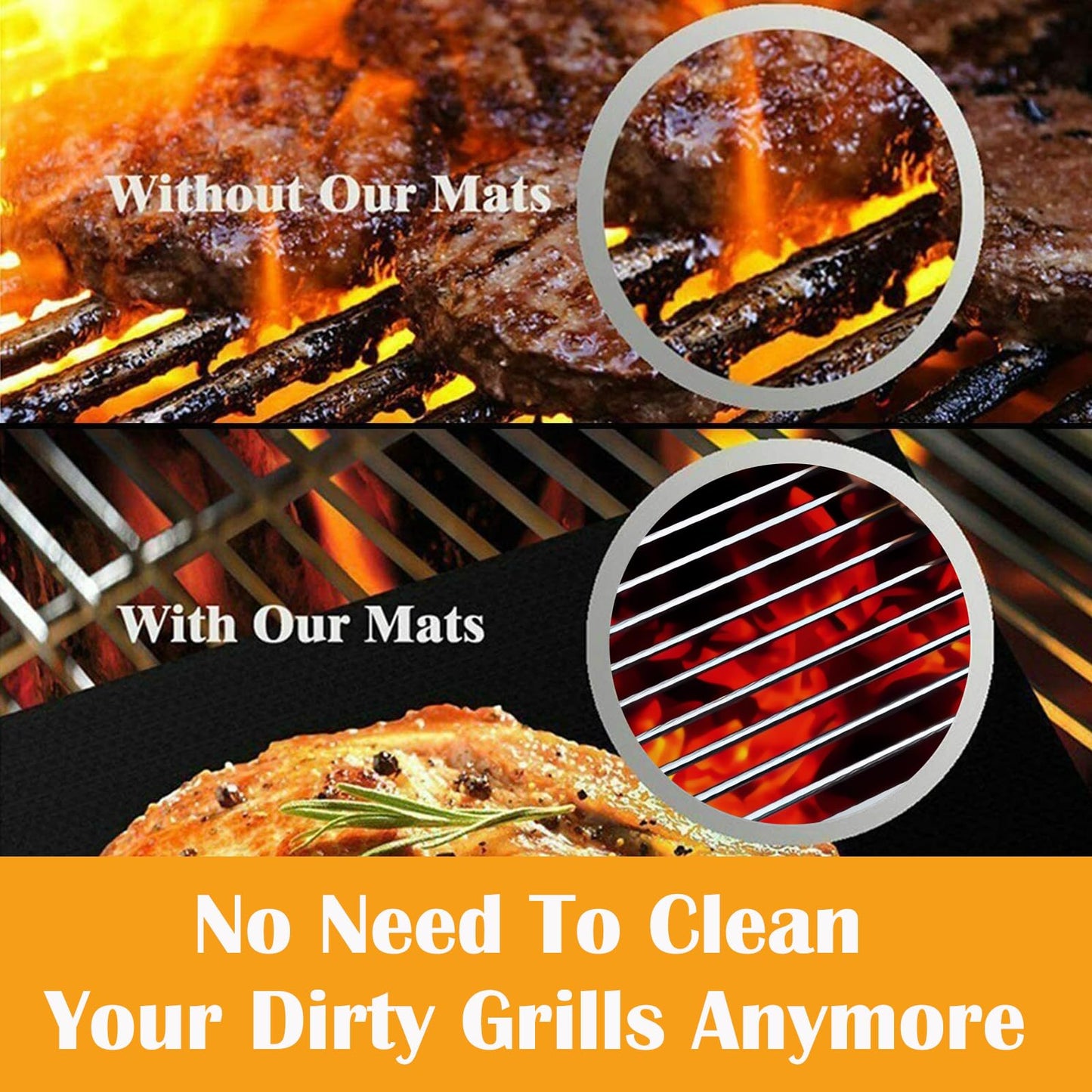 Dailyart Grill Mats for Outdoor Grill, Grill Mats Non Stick Set of 5 BBQ Grill Mat Baking Mats Teflon BBQ Grilling Accessories Reusable,Works on Gas, Charcoal, Electric Grill 15.75 x 13-Inch, Black