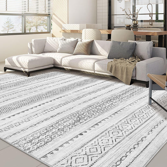 Nakagishi Area Rug Living Room Rugs: 5x7 Machine Washable Boho Large Neutral Farmhouse Stain Resistant Moroccan Indoor Floor Carpet for Bedroom Nursery Dorm Classroom Playroom Dining Room House- Grey