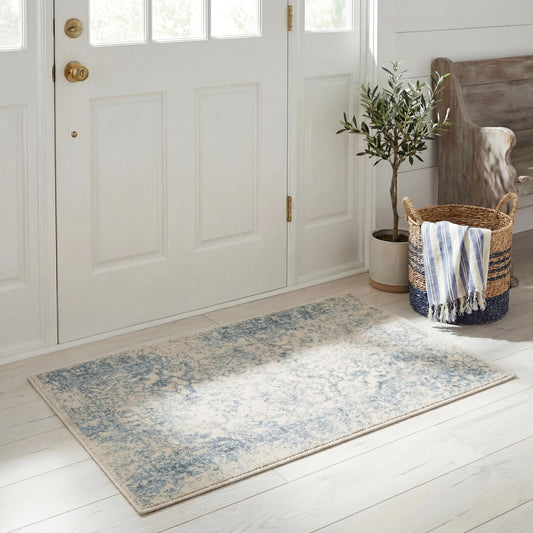 SAFAVIEH Adirondack Collection Accent Rug - 2'6" x 4', Ivory & Slate, Distressed Vintage Floral Design, Non-Shedding & Easy to Clean, Ideal for Front Door, Kitchen, Entryway, Foyer (ADR109S)