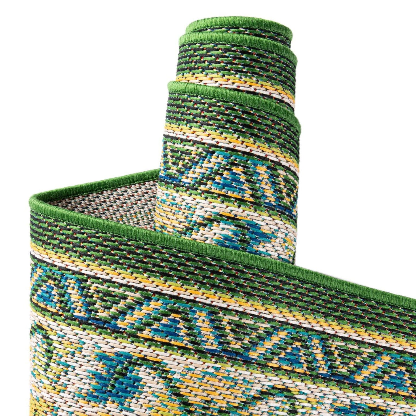 Rugs.com Baja Outdoor Collection Rug – 4 Ft Round Green Medium-Pile Rug Perfect for Kitchens, Dining Rooms