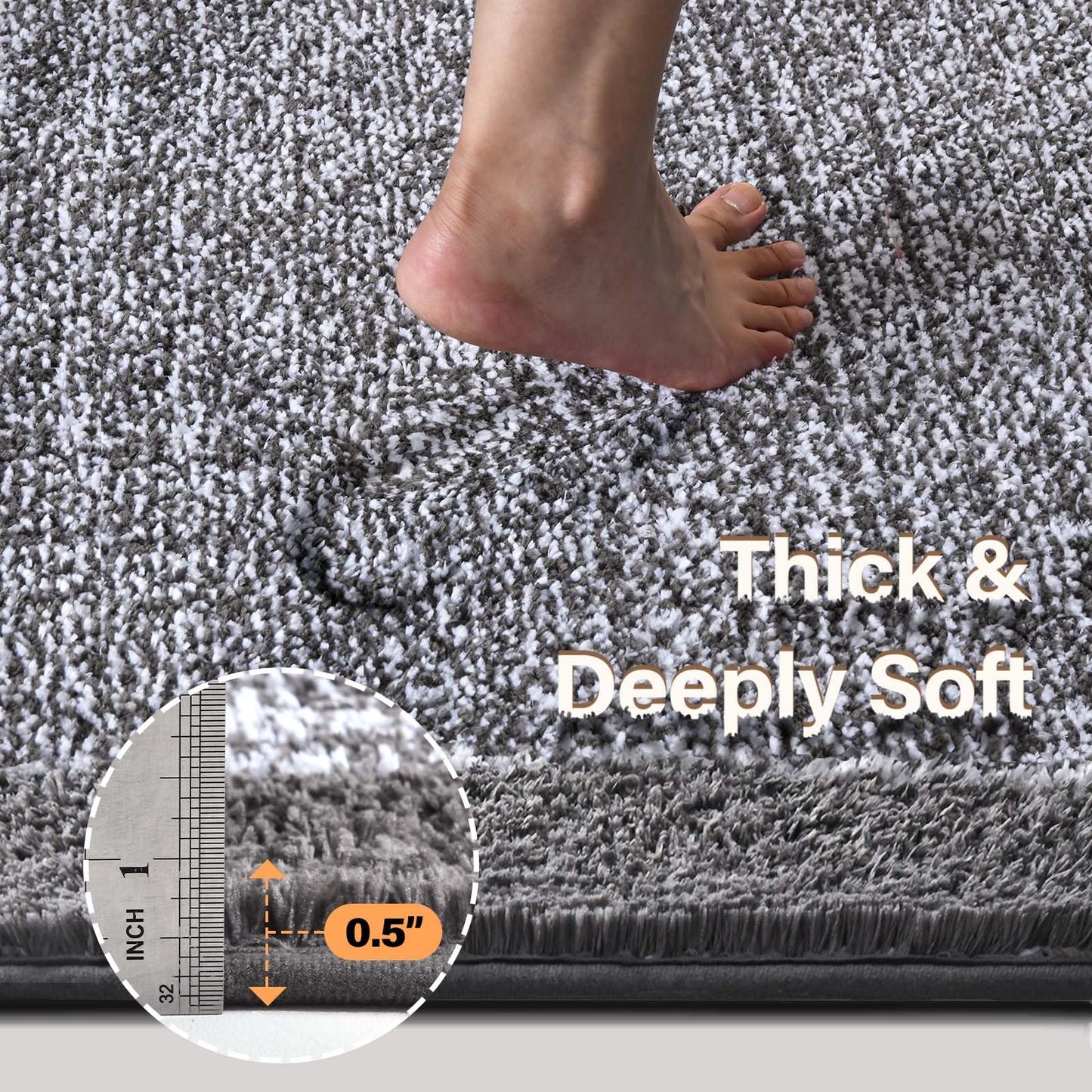 simpWalnut Long 2x4 Ft (48''x24'') Runner Rug for Bathroom,Non Slip Washable Large Kitchen Rugs Bath Rugs, Soft Absorbent Quick Dry Bath Mats for Shower, Hallway,Laundry, Tub(Grey)