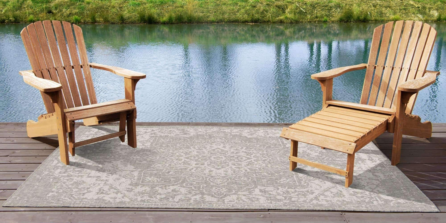 Unique Loom Outdoor Collection Area Rug - Dubai (3' 3" x 5' 3" Rectangle, Gray/ Ivory)