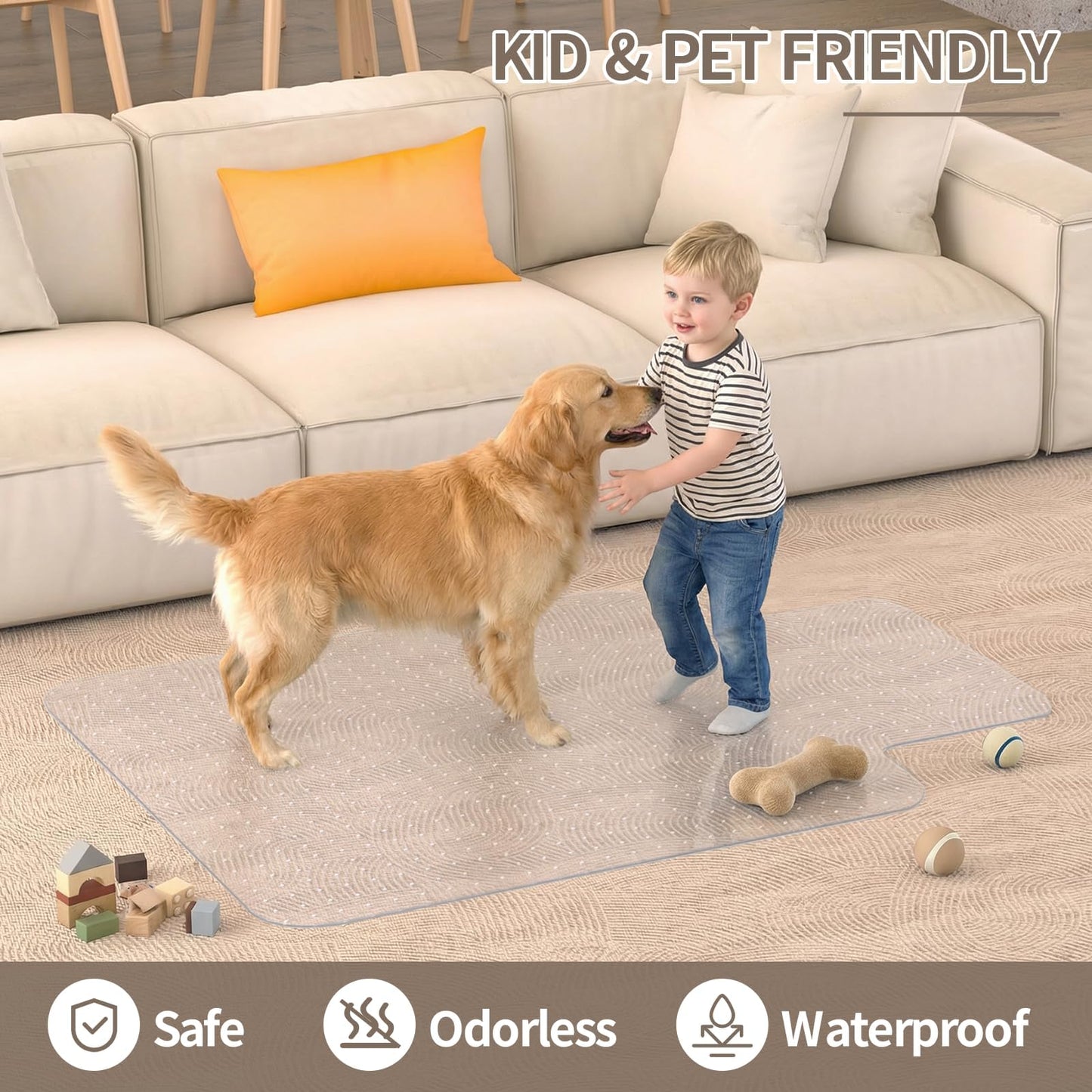 Office Chair Mat for Low Pile Carpeted Floors with Lip, 36" x 48" Plastic Floor mat for Desk Chair on Carpet,Easy Glide Carpet Protector Mat for Computer Chairs,Rolling Chairs,Home,Office Non-Slip