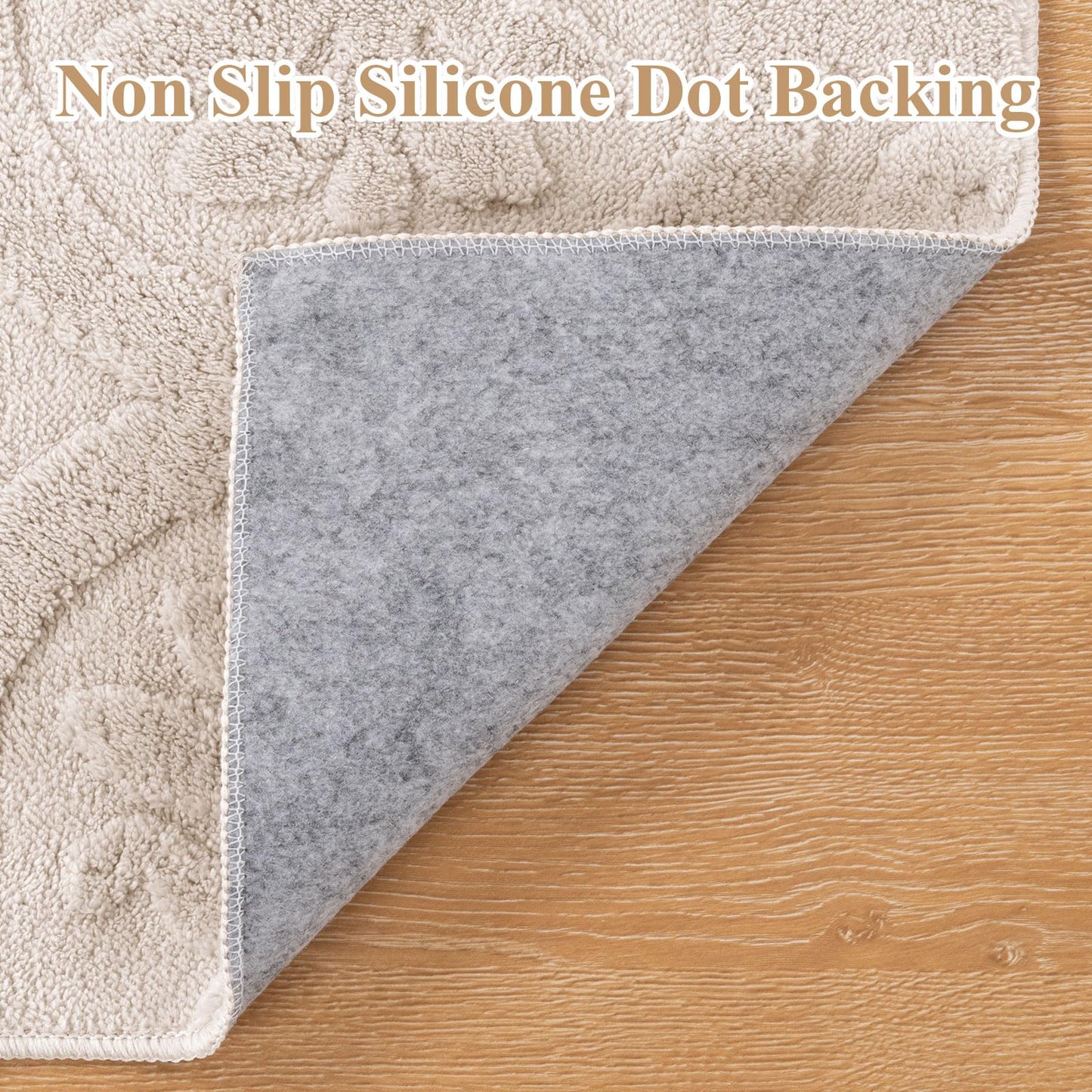U'Artlines 2x6ft Hallway Runner Rug, Non Slip Washable Kitchen Rugs, Neutral Beige Modern High-Low Pile Rug Soft Cozy Floor Carpet Runners for Hallways Entryway Laundry Room Kitchen Bathroom