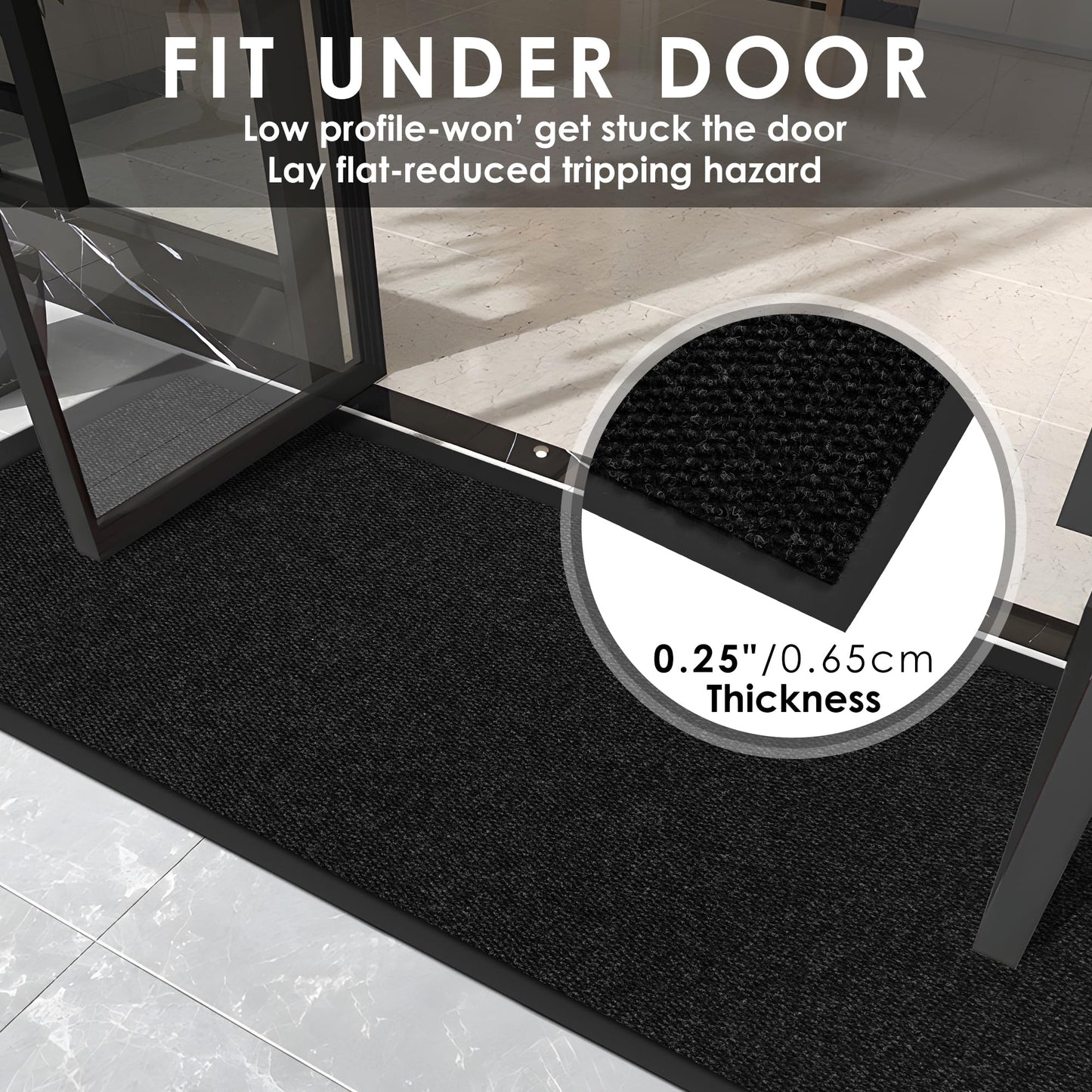 4′ x 6′ Front Doormat Indoor Outdoor Entrance, Commercial Door Mat Heavy Duty Trap Dirt and Moisture Entryway Floor mat, Custom Size Non Slip Rubber Backing Welcome Mat for High Traffic Area