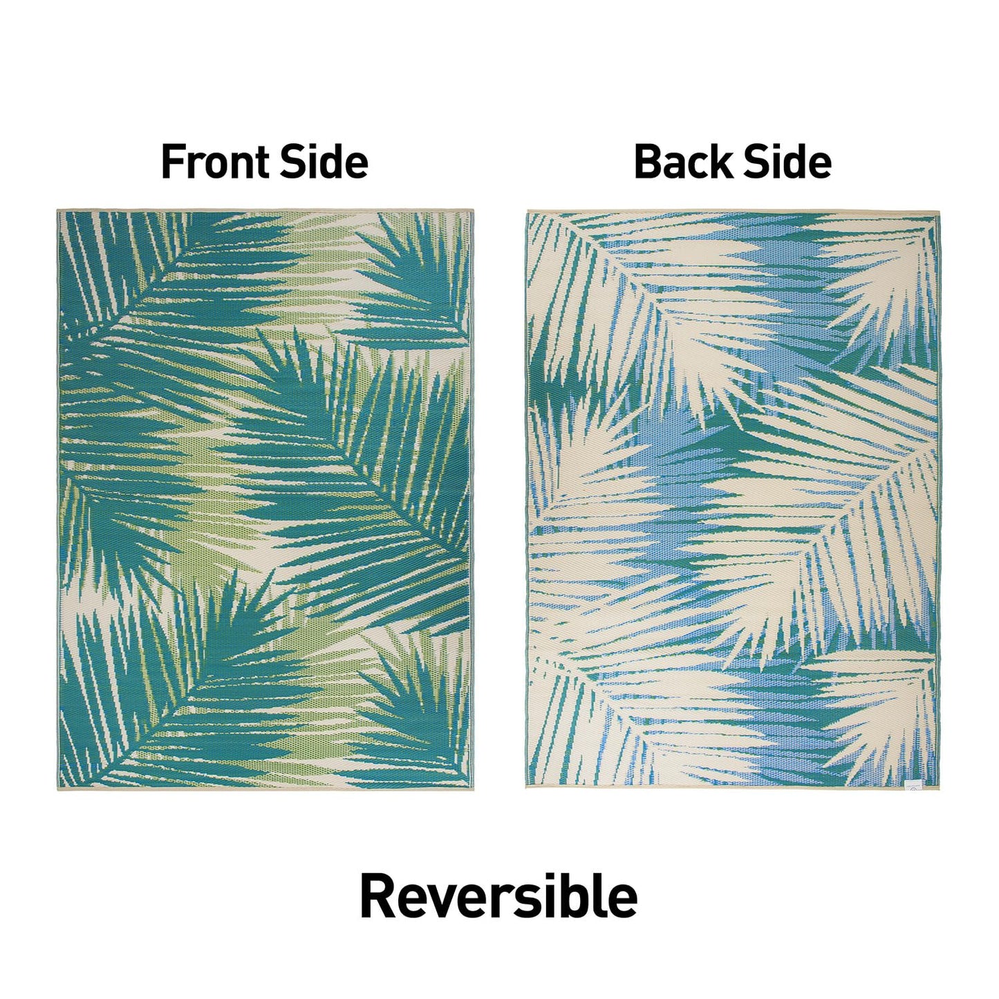 Rugshop Tropical Floral Reversible Crease-Free Waterproof Premium Recycled Plastic Outdoor Rugs for Patio,Backyard,RV,Deck,Picnic,Trailer,Beach,Camping Green 5' x 7'