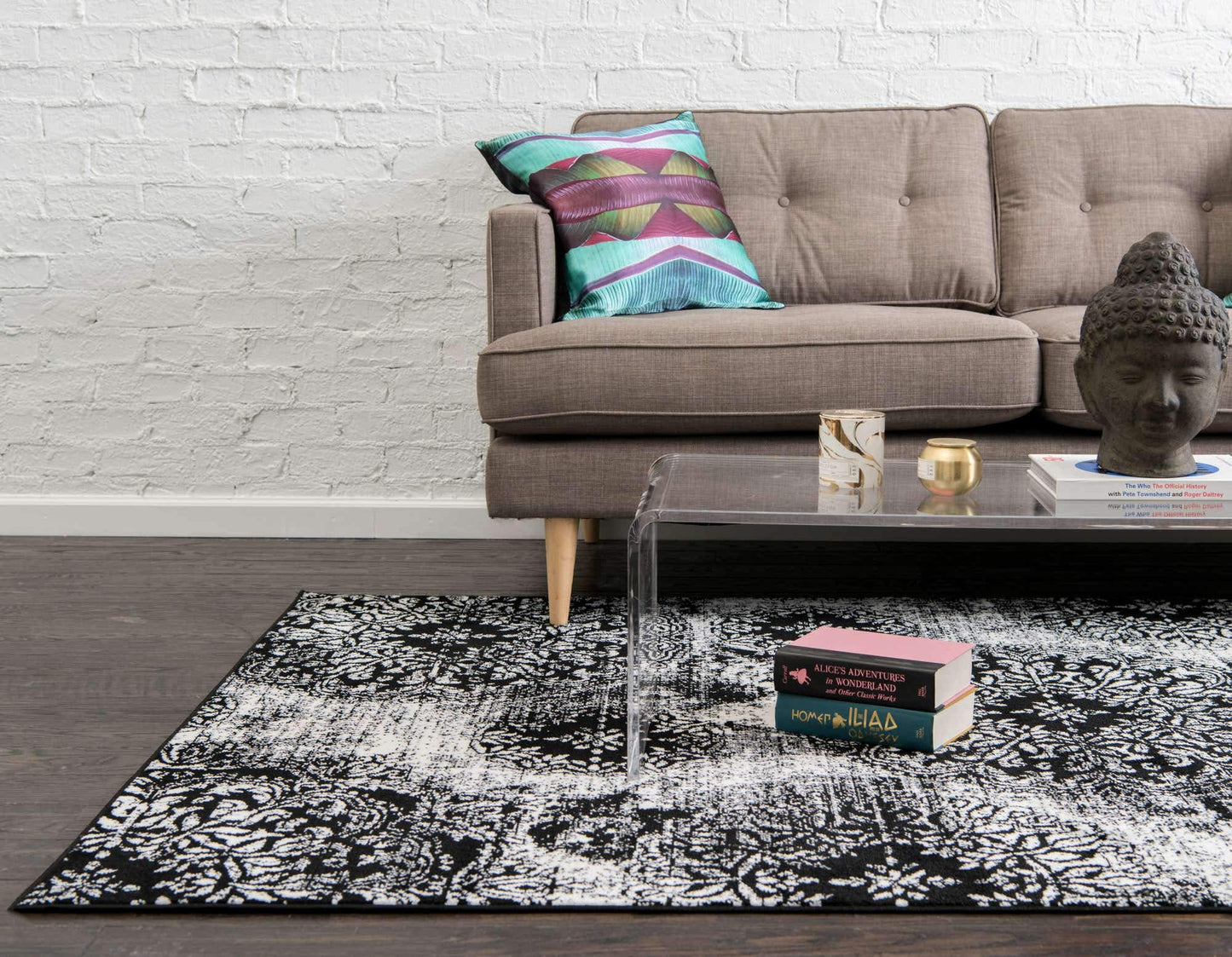 Unique Loom Sofia Collection Area Rug - Grand (4' 1" x 6' 1" Rectangle, Black/ Ivory)