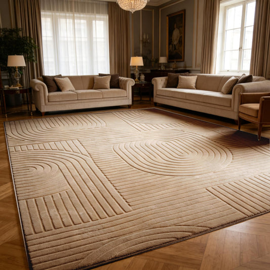 ZVFFDG 8x10 Large Solid Color Area Rug, Washable Living Room Rug, Ultra Soft High-Low Rugs for Bedroom, Non-Slip Geometric Textured Indoor Carpet for Nursery, Kids Room, Apartment, Home Office, Brown