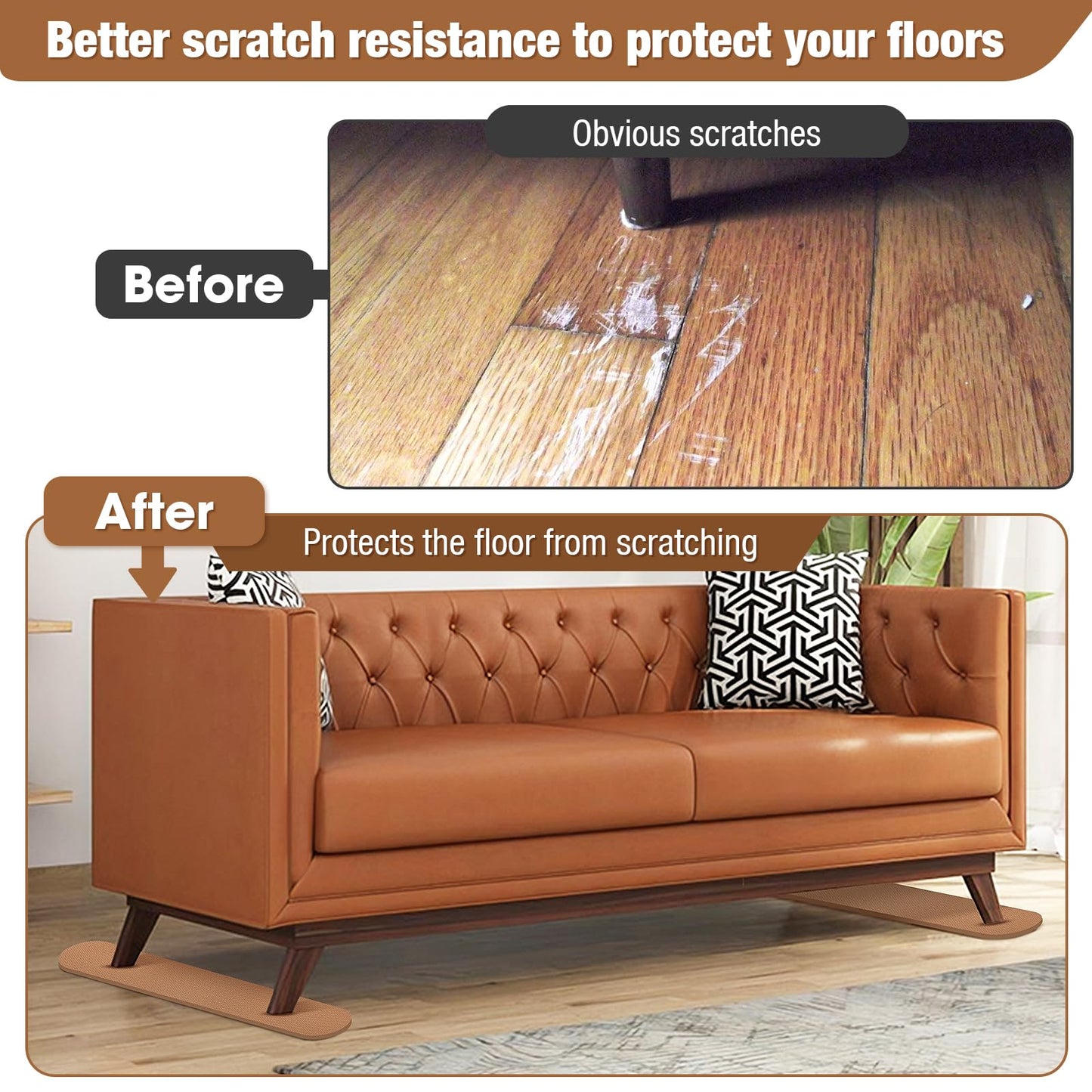 4 Pack Anti-Slip Furniture Rail Pads for Recliners,Sofa,couches. Rubber Recliner Chair Floor Protectors, Coffee Pads to Keep Furniture from Sliding for Hardwood, Carpet, Marble Floor. 30.5''x3.9''