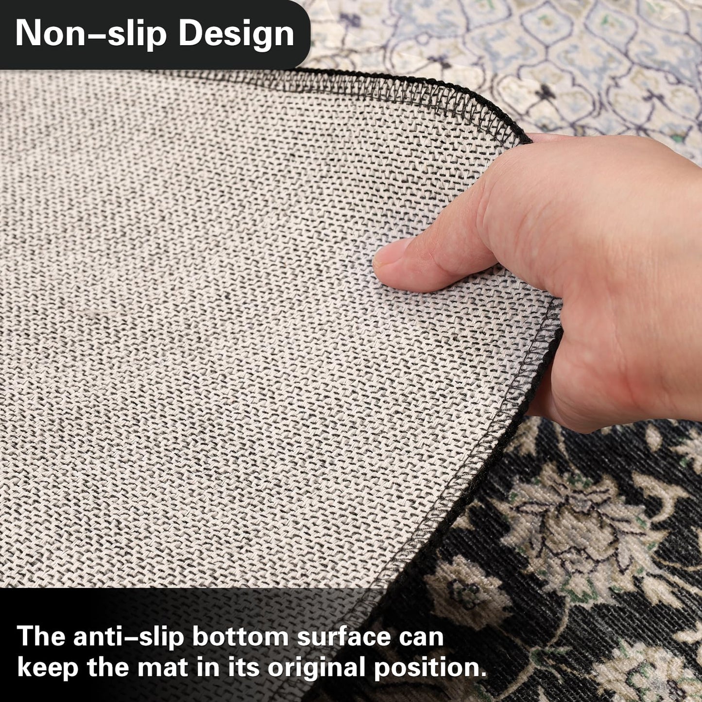 46" X 60" Office Chair Mat for Hardwood and Tile Floors, Under Desk Chair Mat for Carpet Protector Rolling Computer Chairs, Machine Washable Non-Slip Area Rug, Black
