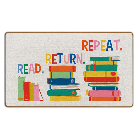 WTOGQ Classroom Library Door Mat, Reading Corner Decor，Boho Classroom Welcome Mat Front Doormats Indoor Outside Entrance for Nursery Kids Room, Read Return Repeat Kids Playroom Home Decor 17X29 Inch
