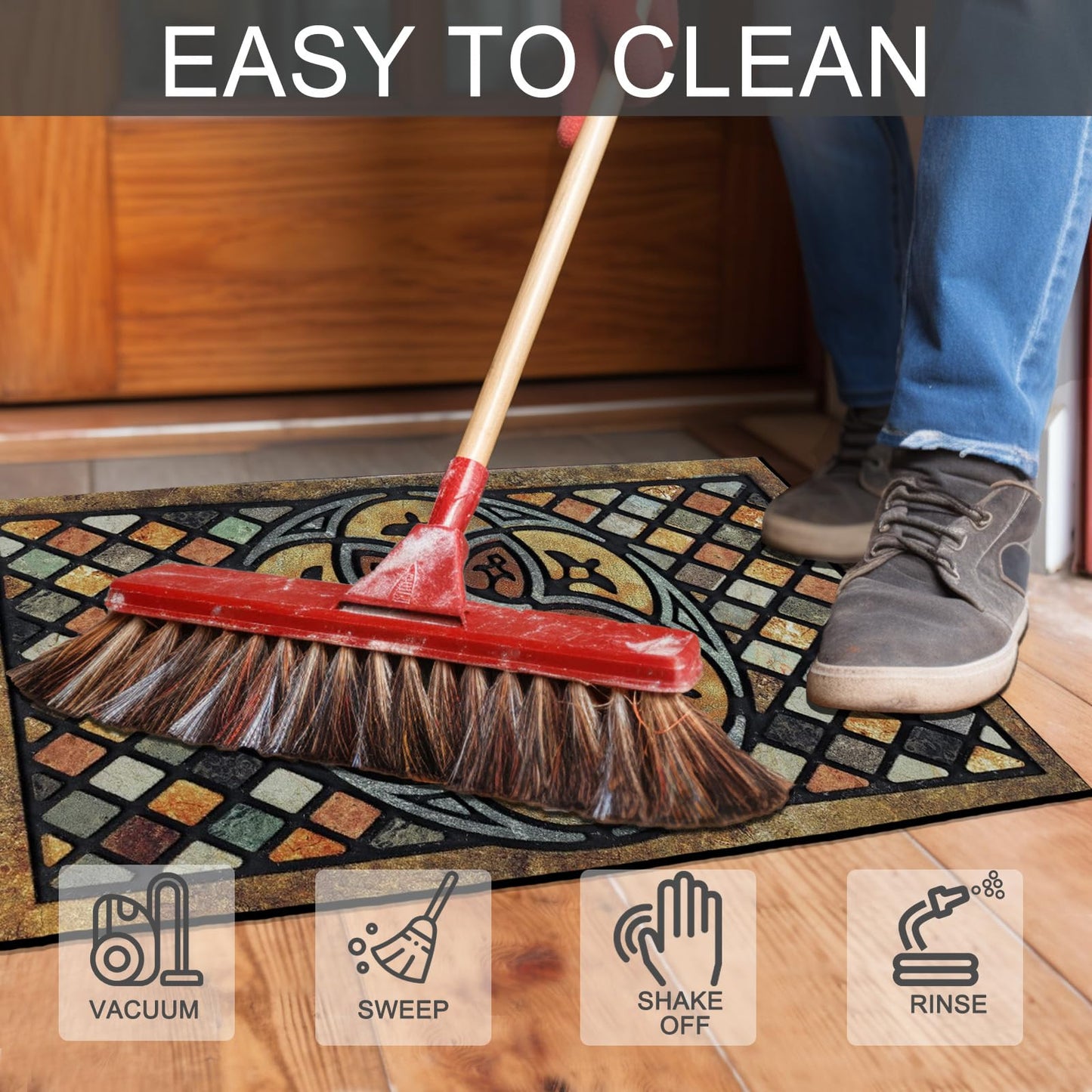 CHICHIC Welcome Door Mat 18 x 30 Inch Front Doormat Outdoors for Home Entrance Outdoors Mat for Outside Entry Way Doormat Entry Rugs, Heavy Duty Non Slip Rubber Back Low Profile, Petal
