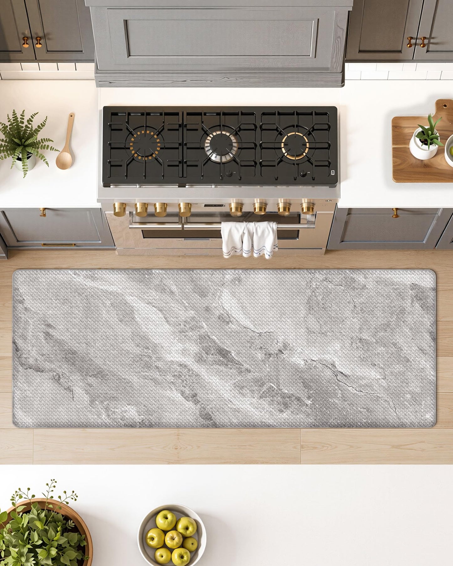 Color&Geometry Marble Kitchen Mats for Floor 24x59, Non Slip Wide Kitchen Runner Rug, Easy Clean, Oil & Water Resistant, Anti Fatigue Foam Standing Mat for Sink, Laundry, Office, Grey