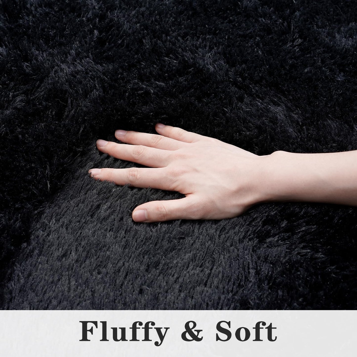Dssimo Super Fluffy Black 8x10 Area Rugs for Living Room, Modern Large Shag Rug for Bedroom, Non-Slip Plush Shaggy Thick Black Carpet for Nursery Kids Room Boys Girls Dorm Indoor Home Office Decor