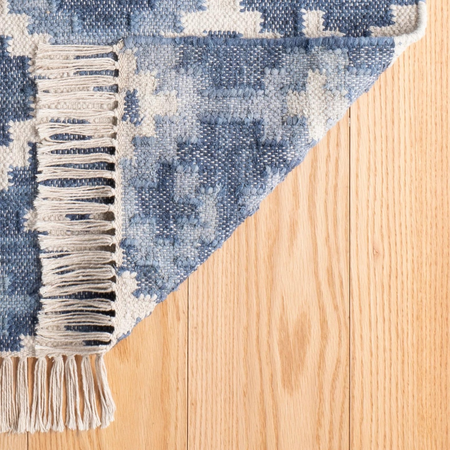 Dash and Albert Marmara Kilim Handwoven Cotton Rug, Runner-2.5 X 8 Feet, Blue Geometric Pattern - Premium Luxury Hotel Quality Soft Breathable Hypoallergenic Machine Washable Easy Care All Season