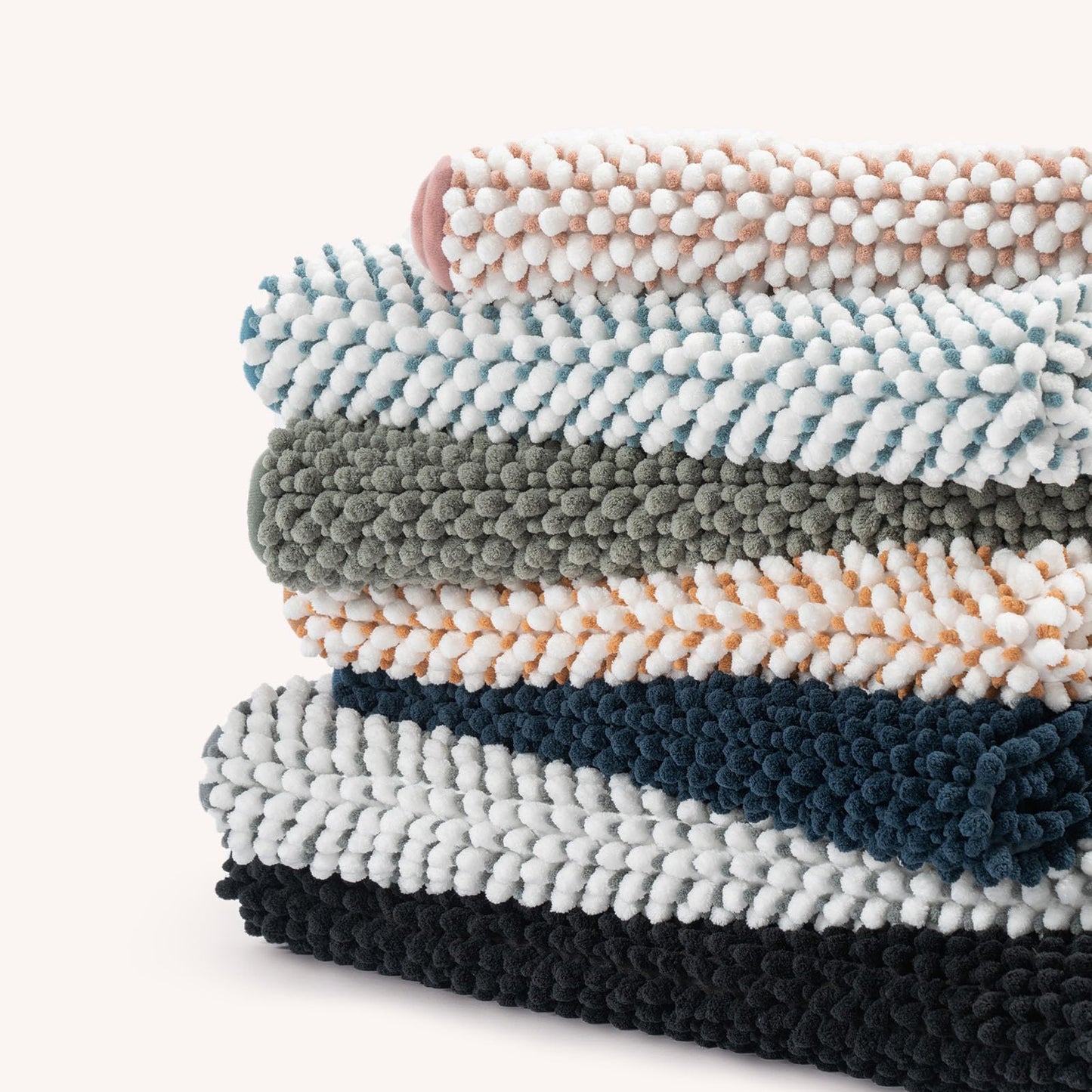 FRESHMINT Chenille Bathroom Rugs Set - 2 Piece 17"x24" + 20"x47", Non-Slip Bath Mats, Water Absorbent, Washable Shower Floor Mat, Sage Green