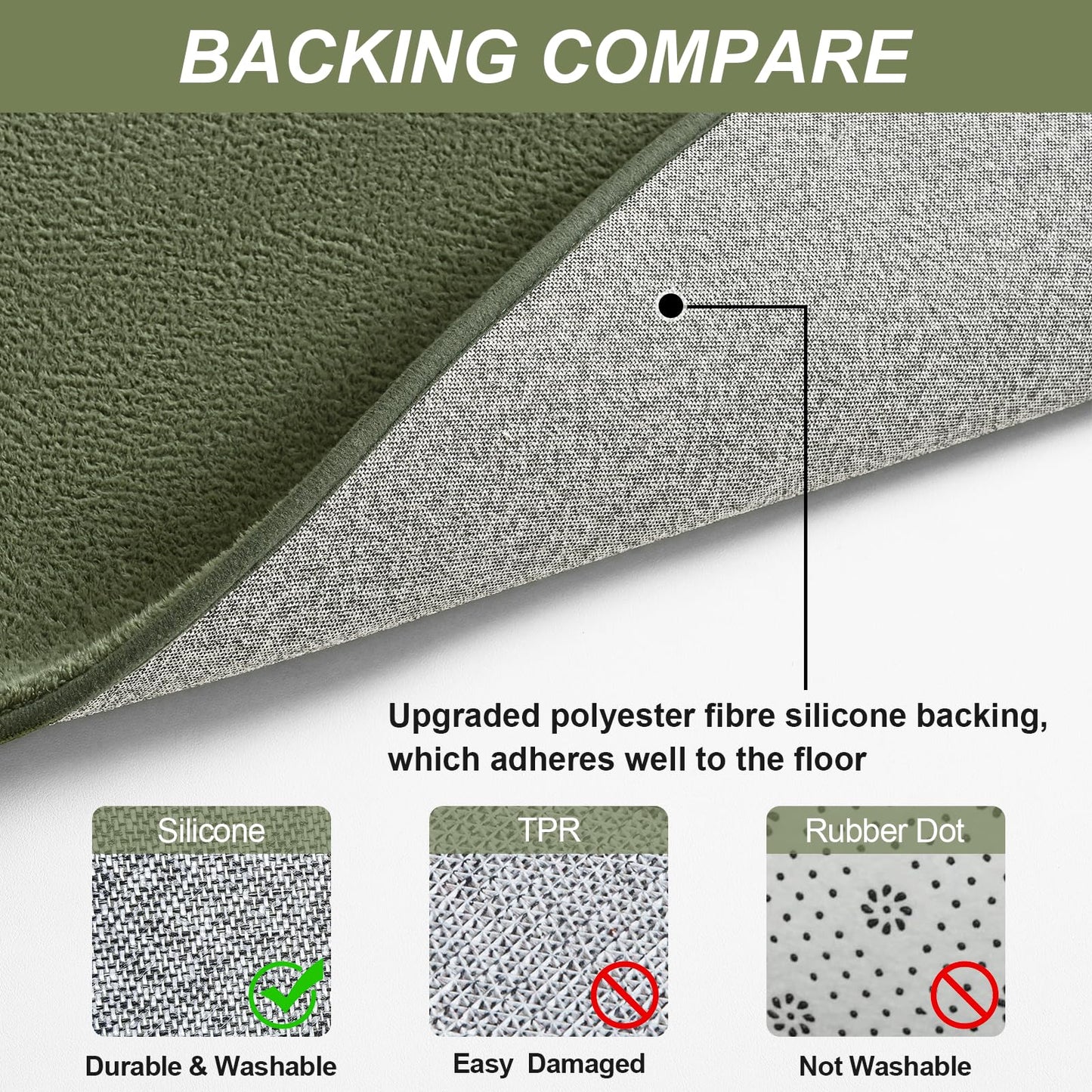 Vasofe 4x6 Soft Rugs for Living Room Bedroom, Sage Green Modern Washable Non-Slip Area Rug, Indoor Memory Foam Fluffy Carpets for Boys Girls Room Playroom Nursery Thick Office Mat Home Decor