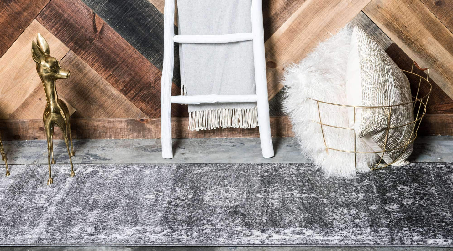 Unique Loom Sofia Collection Area Rug - Casino (2' x 13' 1" Runner, Dark Gray/ Ivory)