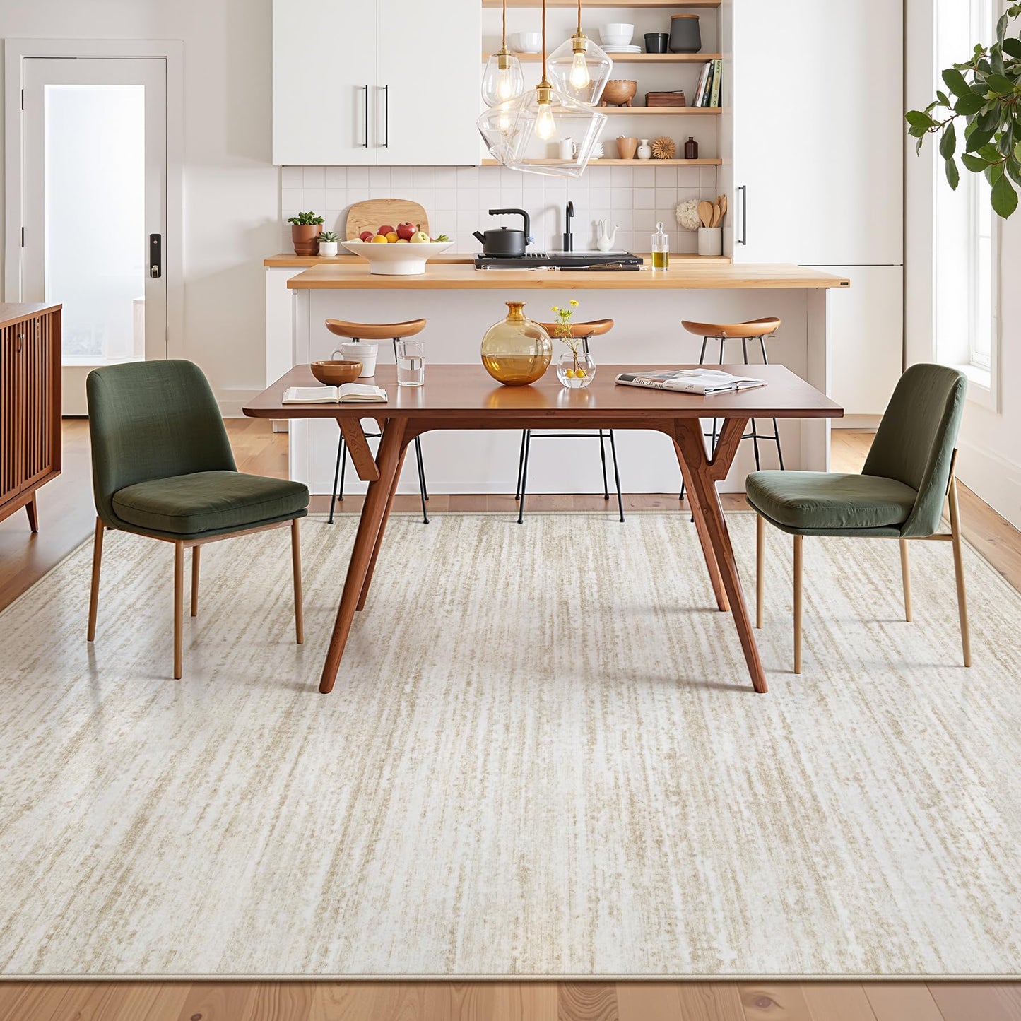 Area Rug 6x9 Living Room Rugs: Washable Modern Rug Non-Slip Soft Rugs Stain Resistant Printed Rug Indoor Carpet for Bedroom Kitchen Dining Room Nursery Home(Beige, 6'x9')