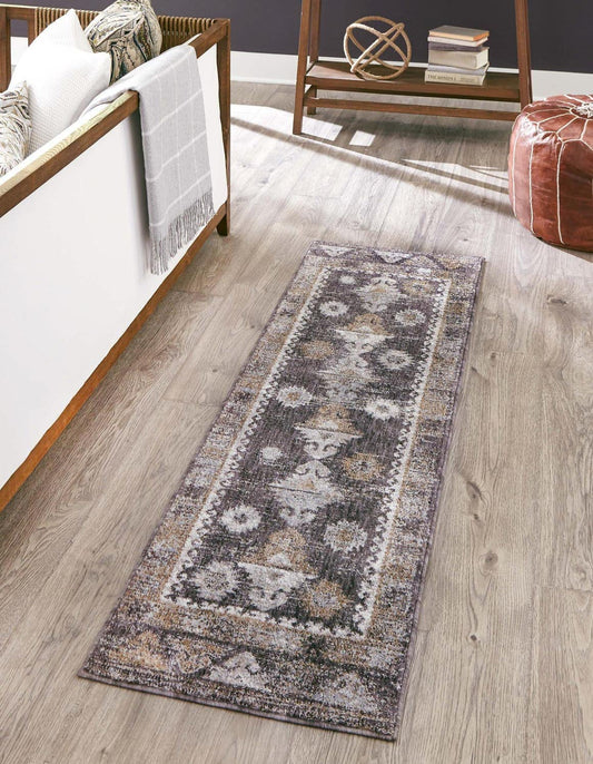 Unique Loom Eco Southwestern Collection Area Rug - Springdale (Runner 2' 0" x 6' 0", Charcoal Gray/Ivory)