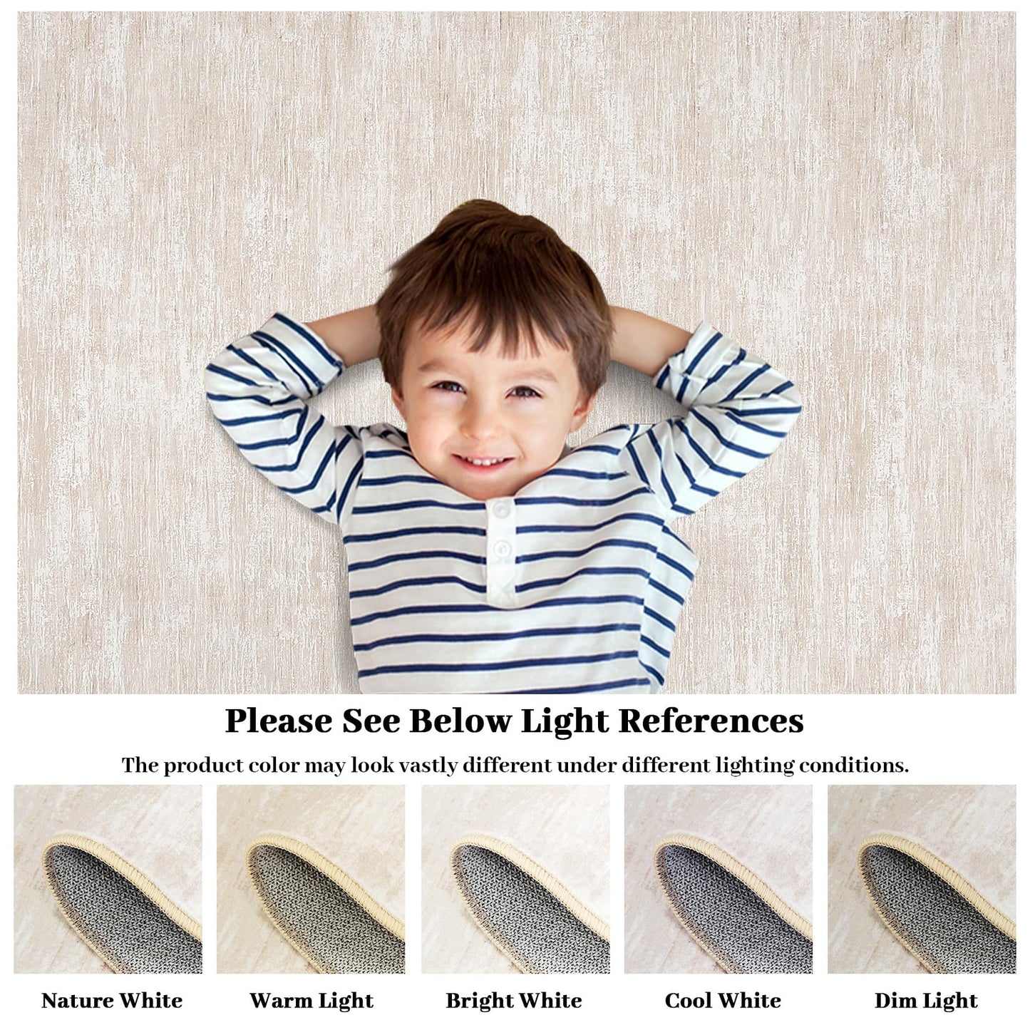 GarveeHome Bedroom Rugs 5x7 Solid Color Machine Washable Area Rugs for Living Room, Non Slip Non Shedding Modern Farmhouse Carpet Stain Resistant Low Pile Mats for Entryway Nursery Dining Room, Beige