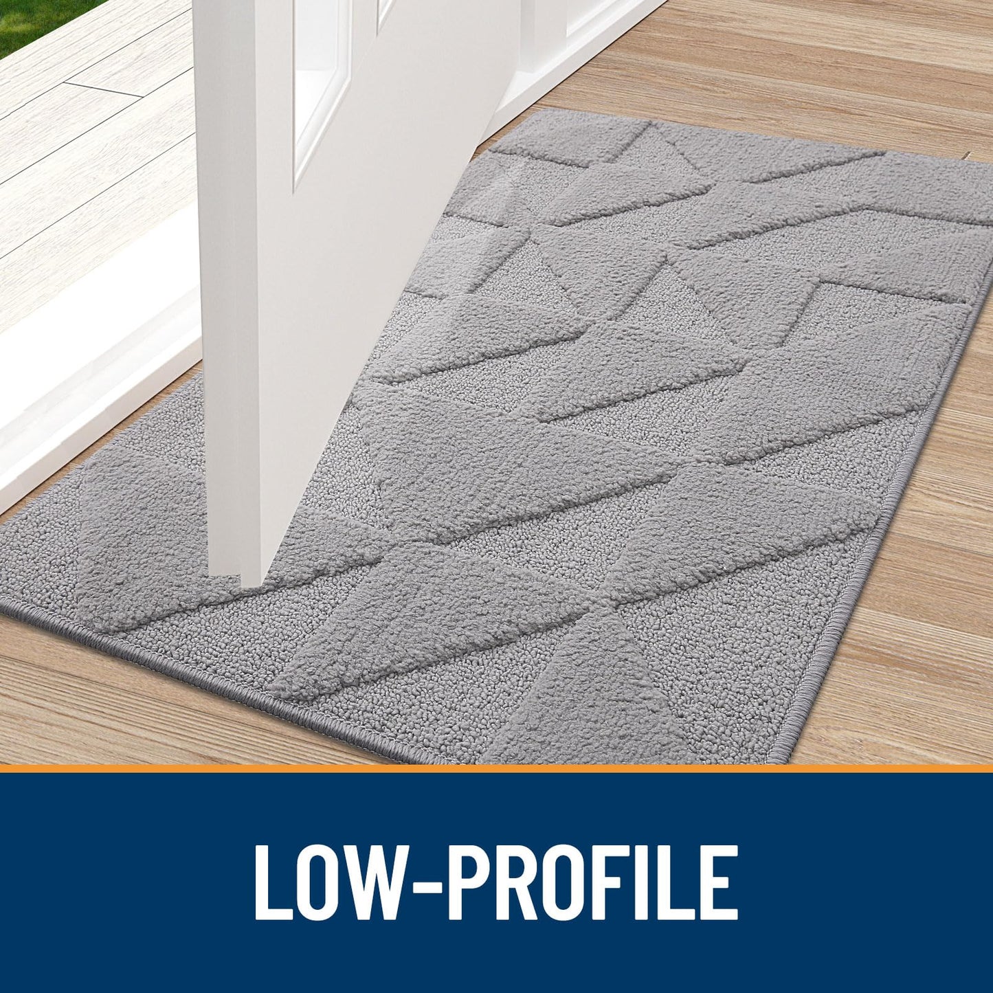 OLANLY Door Mats Indoor, Non-Slip, Absorbent, Dirt Resist, Entrance Washable Mat, Low-Profile Inside Entry Doormat for Entryway (36x24 inches, Grey)