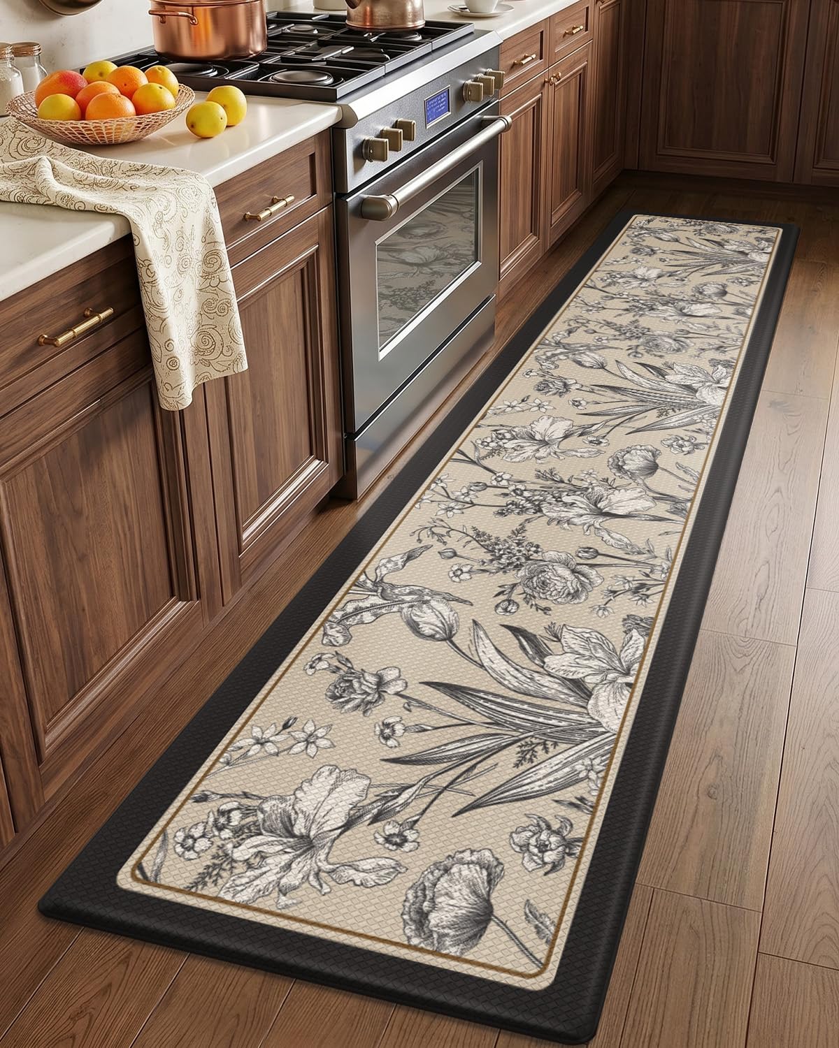 LUMI Anti Fatigue Kitchen Cushioned Mat for Floor, Padded Waterproof Runner for Standing, Stain Resistant Comfort Rugs for Home, Sink, Laundry, 24x108