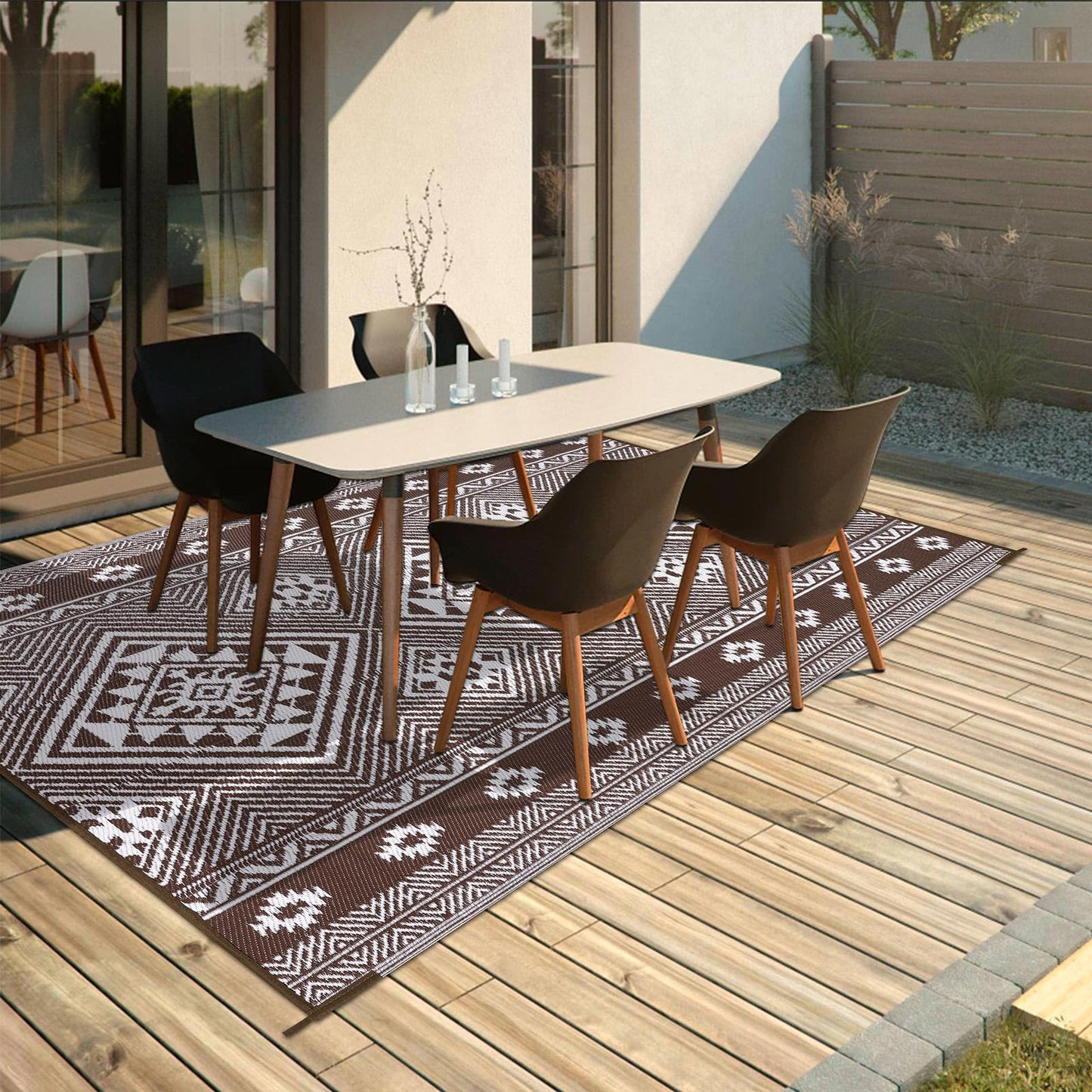 HiiARug Outdoor Rug for Patios Clearance 6'x9' Plastic Straw Rug Waterproof Reversible RV Mat Outdoor Area Rugs for RV, Backyard, Deck, Camping