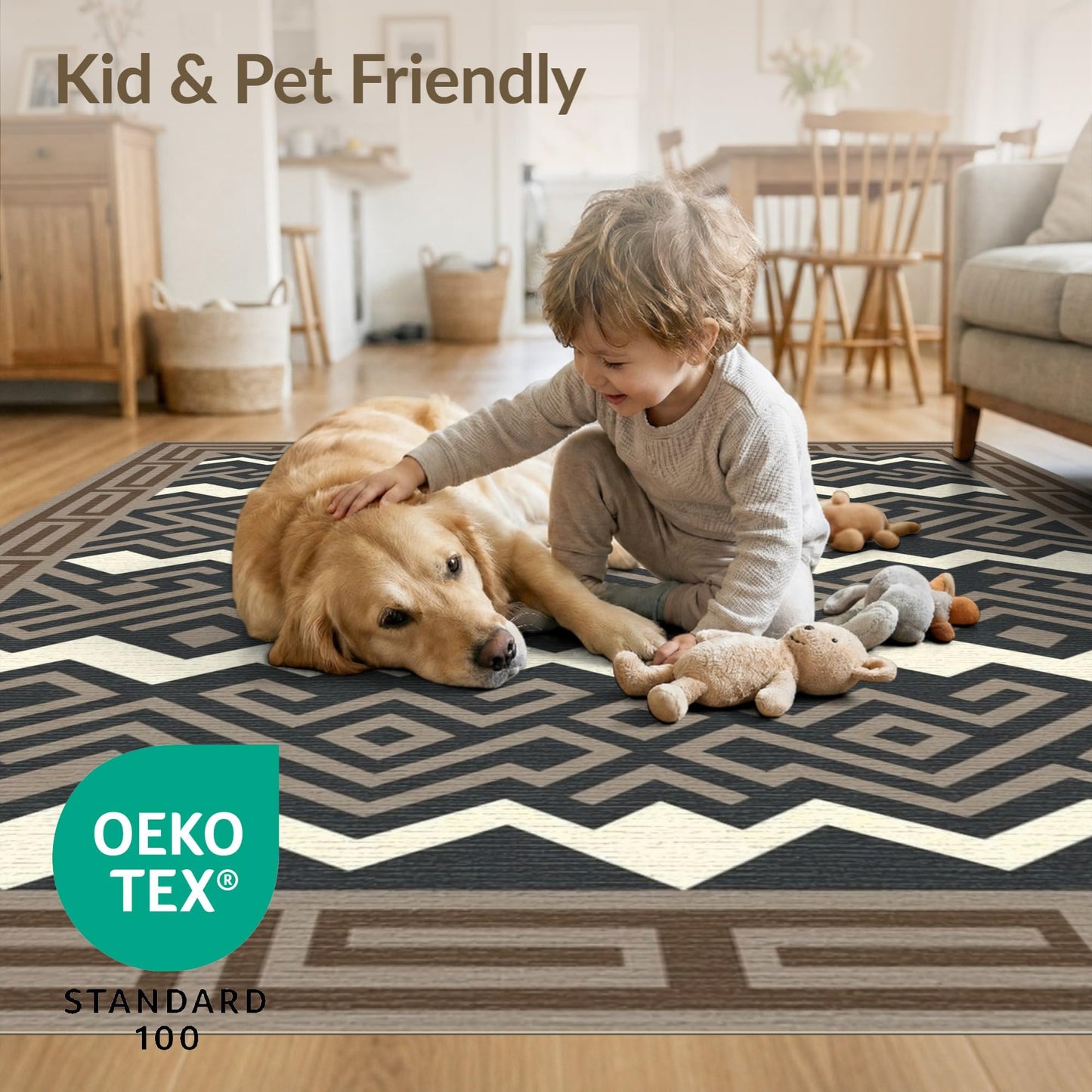 ODIKA 8'x10' Dirt Contemporary Trapper Door Displaying Structured Trapping Washable Area Rug Non-Slip Flatwoven for Living Room, Under Sectional, Family Room