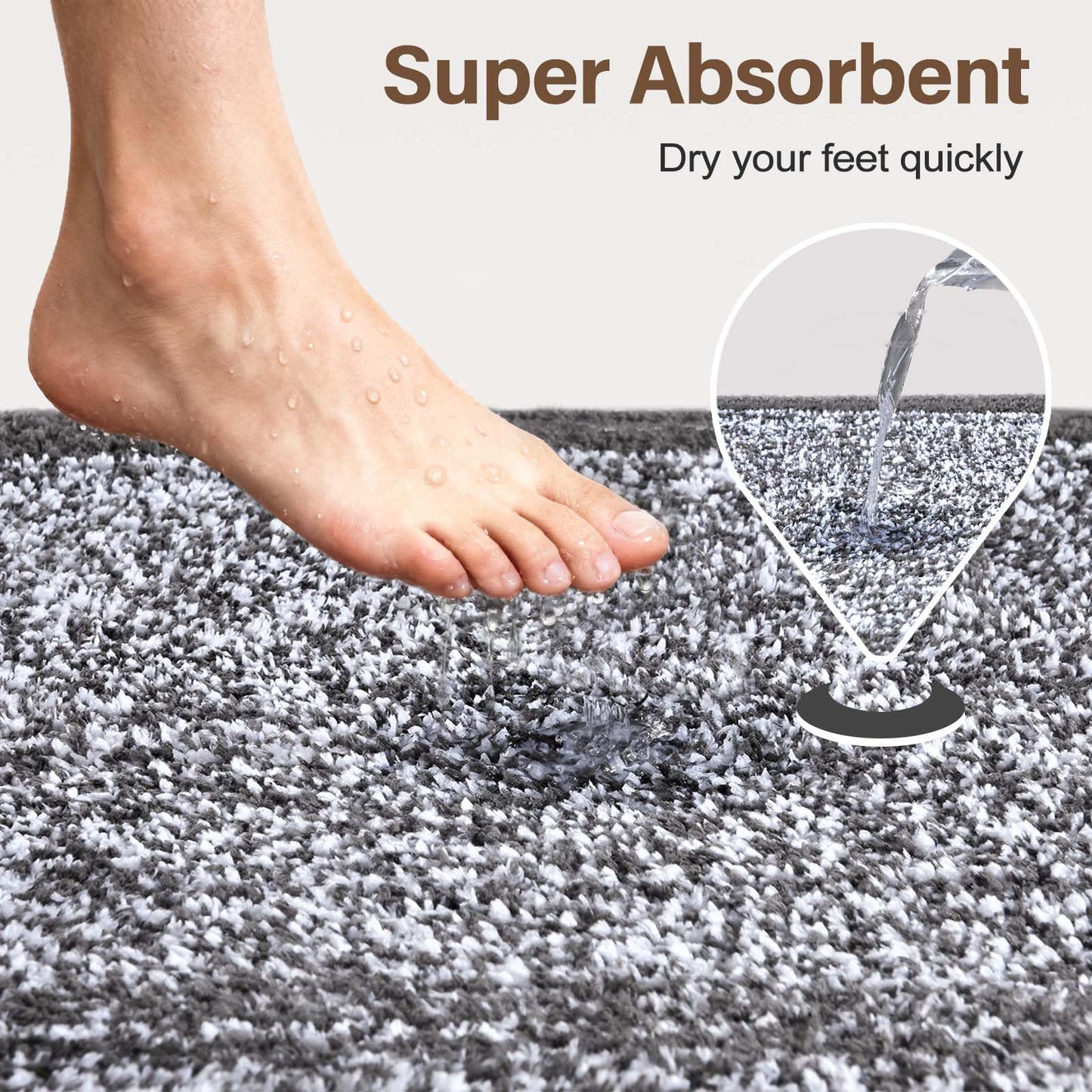 simpWalnut Long 2x4 Ft (48''x24'') Runner Rug for Bathroom,Non Slip Washable Large Kitchen Rugs Bath Rugs, Soft Absorbent Quick Dry Bath Mats for Shower, Hallway,Laundry, Tub(Grey)
