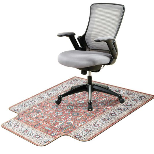36" X 48" Office Chair Mat for Hardwood and Tile Floors, Under Desk Chair Mat for Carpet Protector Rolling Computer Chairs, Machine Washable Non-Slip Area Rug, Red Brown