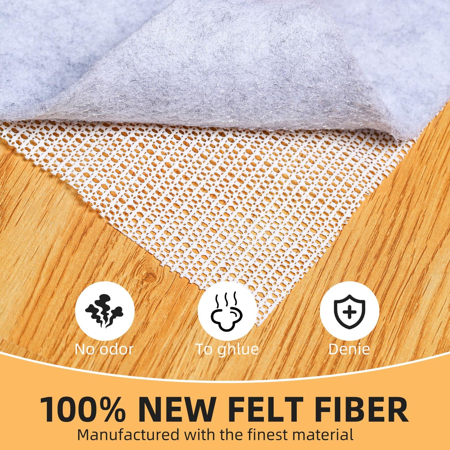 Non Slip Rug Pad, Natural Rubber Backing Rug Pads 1/4” Thick, Felt Rug Gripper Pad, Non Slip Under Carpet Mat, Under Rug Cushion for Hardwood Floors, Carpet Runners (2x4FT)