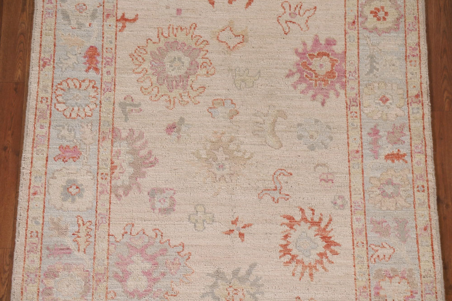 Rug Source Transitional Collection, 4x6 Oushak Rug, Hand Knotted Beige & Ivories Floral Rug, Oriental 100% Wool Carpet for Foyer, Entryway and Hallway