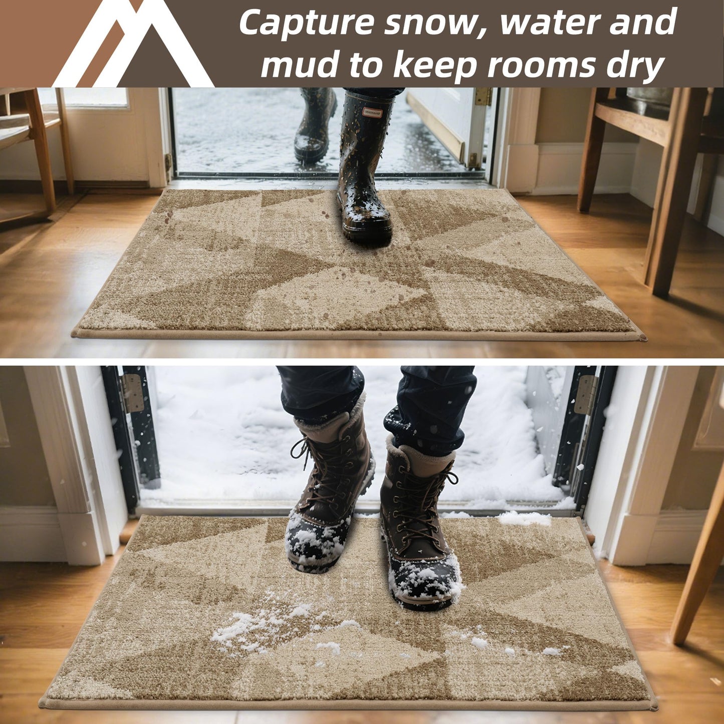COSY HOMEER Entryway Rugs Doormat 32"x48", Non-Slip Absorbent Polyester, Washable Rugs for Front Door, Dirty Paws & High Traffic Areas, Beige