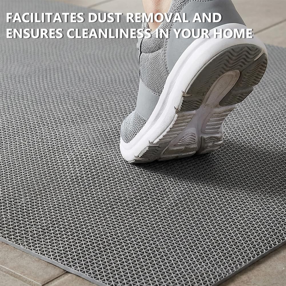LITA Drainage Non Slip Flooring Mats Swimming Pool Bathroom Mat Anti-Fatigue PVC Mat Heavy Duty Commercial Anti Slip Floor Mats for Outdoor Balcony Garage Restaurant Sauna SPA (Gray, 3FTX8FT)