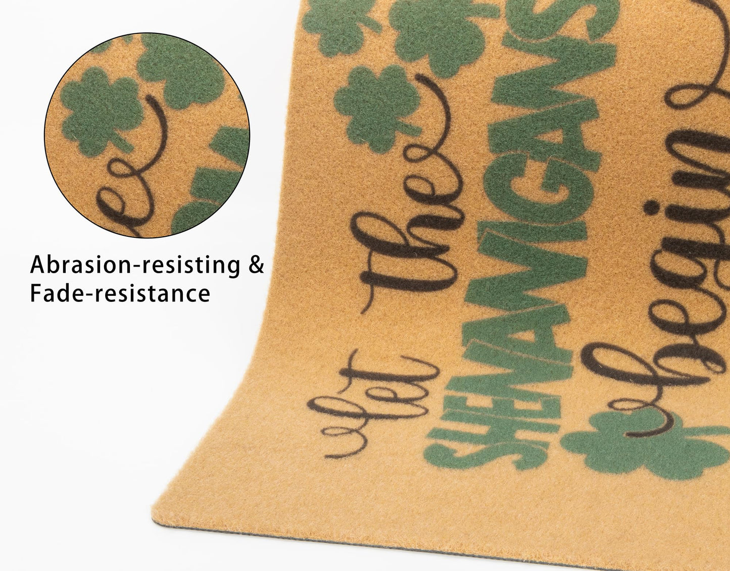 KorhLeoh St. Patrick's Day Entrance-Welcome-Doormat, Shamrocks Front-Door Door Mat Clovers Decorative Artificial Coir Mat 17" X 29"