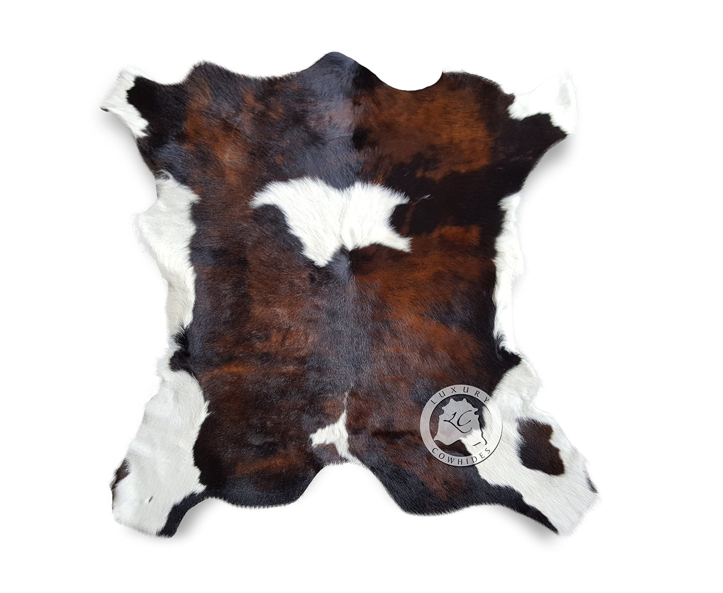 Sunshine Cowhides 100% Genuine Calfskin Tricolor Exotic Calf Hide Cowhide Rug - Modern Style Animal Skin Rug & Floor Carpet for Living Room, Bedroom, Kitchen & More - Small (3 x 3 Ft.)