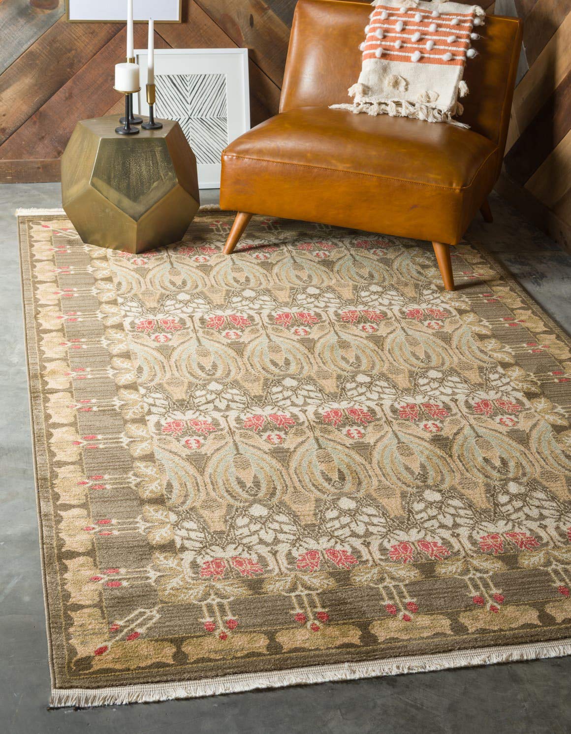 Unique Loom Edinburgh Collection Area Rug - Canmore (6' 1" x 9' Rectangle, Brown/ Light Blue)