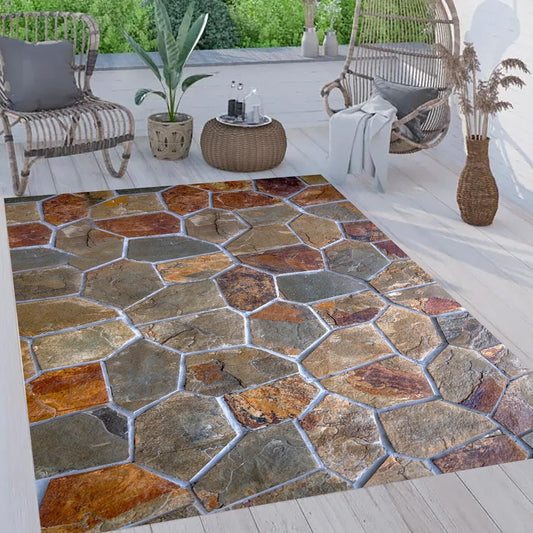 Rustic Distressed Grey Brown Rock Stones Texture 2x3 Outdoor Area Rug for Garden Backyard Balcony Patio Camping Deck Pool Floor Mats Non Slip Washable Waterproof Thin Indoor Outside Carpets