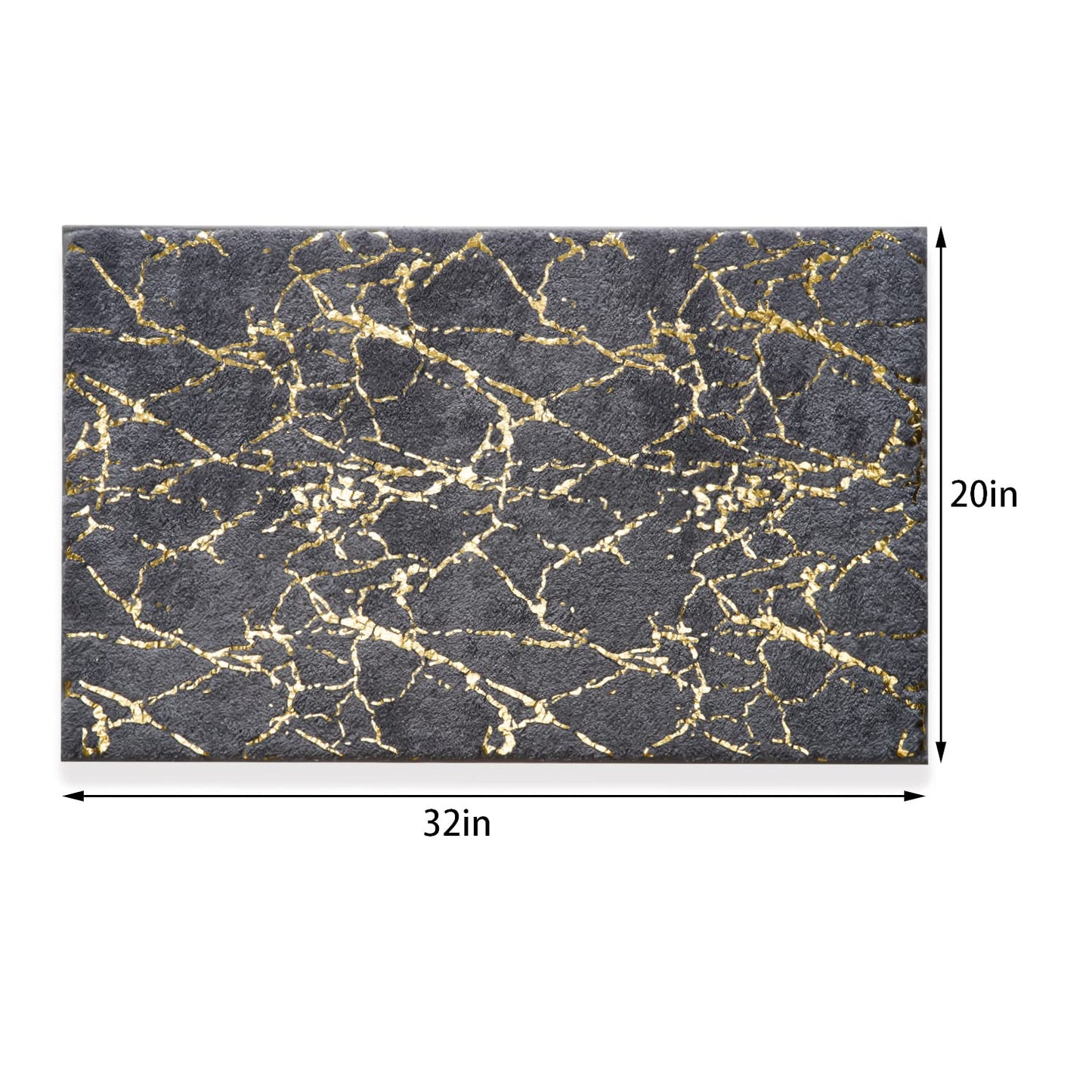 QJHOMO Marble Bathroom Rug Gray and Gold Decor Bathroom Rugs Non Slip Bath Mat Super Absorbent Microfiber Plush Bathmat Machine Washable Floor Carpet for Tub, Shower, Bedroom (20x32 inch)