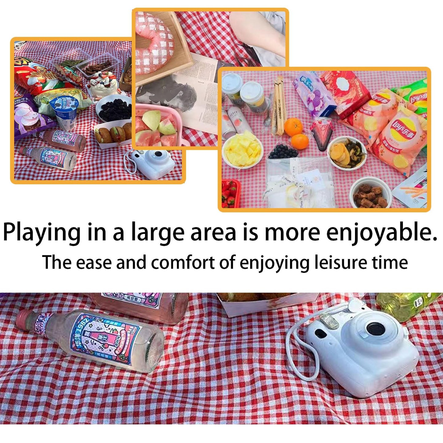 EIYNIY Large Picnic Blanket Waterproof and Sand Proof -59x39 inch Large Outdoor Beach Mat, Portable Foldable Blanket, Suitable for Camping, Parks, Families, Adults, Children, and Pets (Red-M)