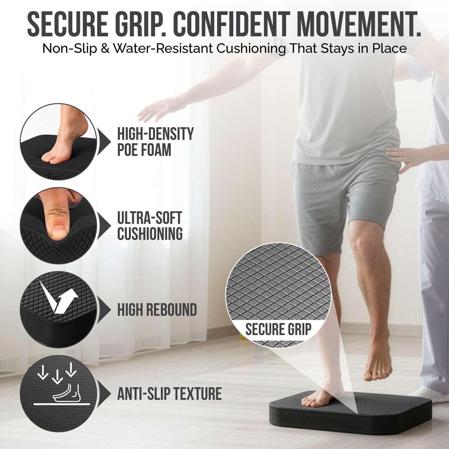 Feetlu Balance Pad – Physical Therapy & Rehab, Non-Slip Stability Foam Pad for Injury Recovery, Balance Training and Ankle Strength